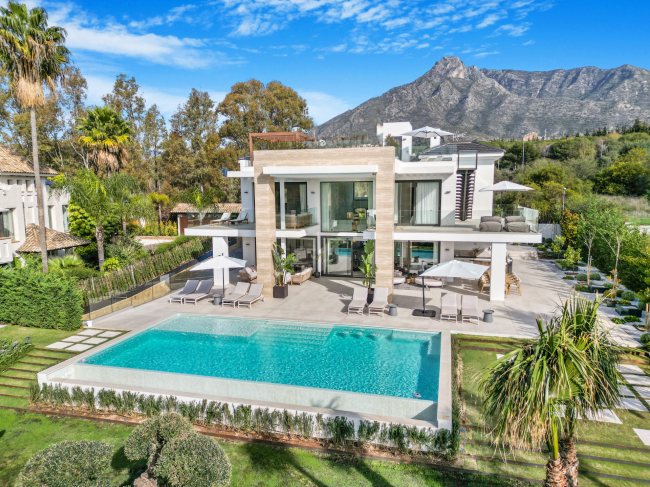 Brand New six bedroom, south facing villa in Lomas del Marques, an exclusive gated community just above the Puente Romano on Marbella's Golden Mile